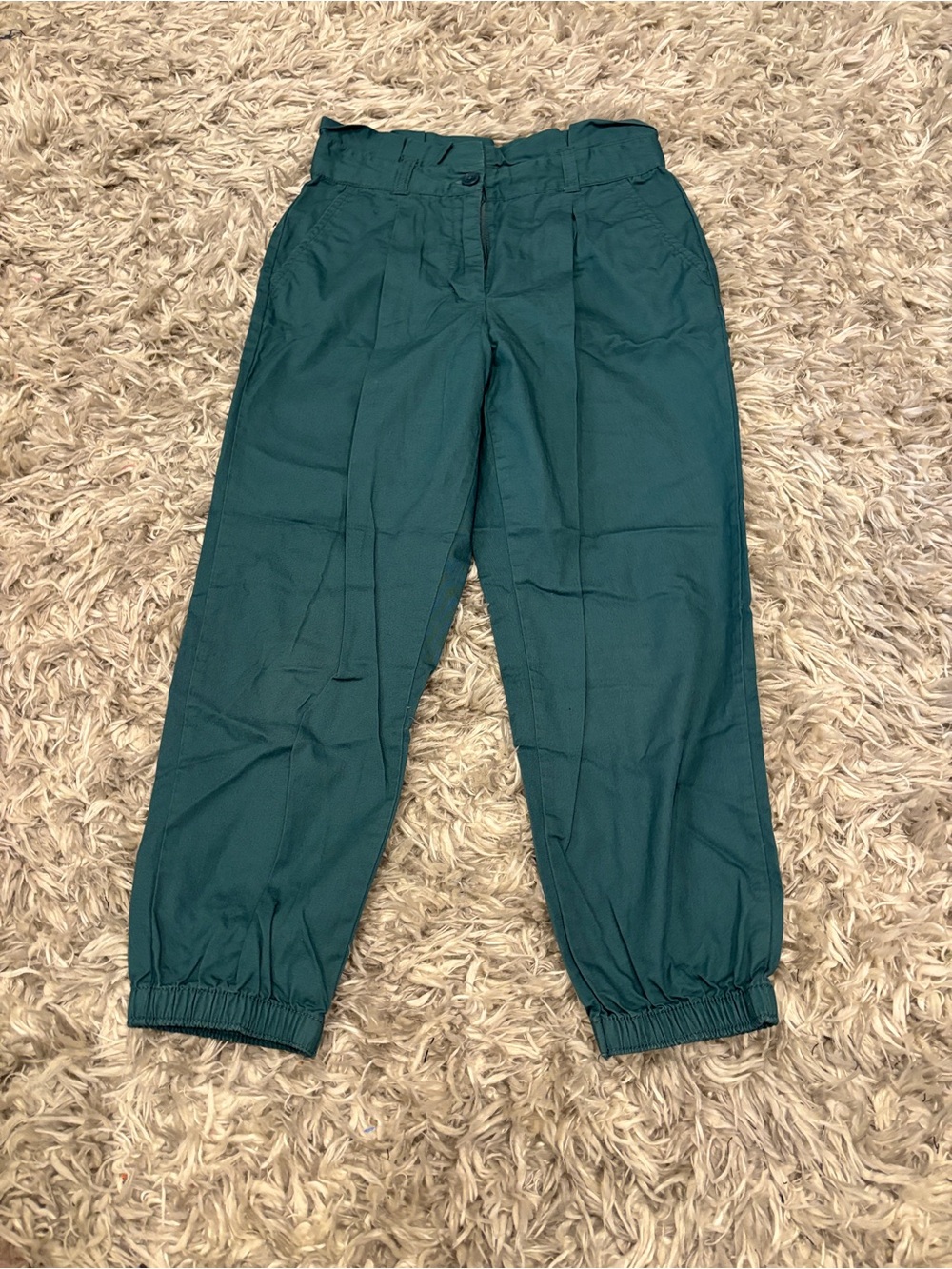 Janie and Jack Girls Teal Green Paperbag Waist Jogger Pants - Size 8 NWOT